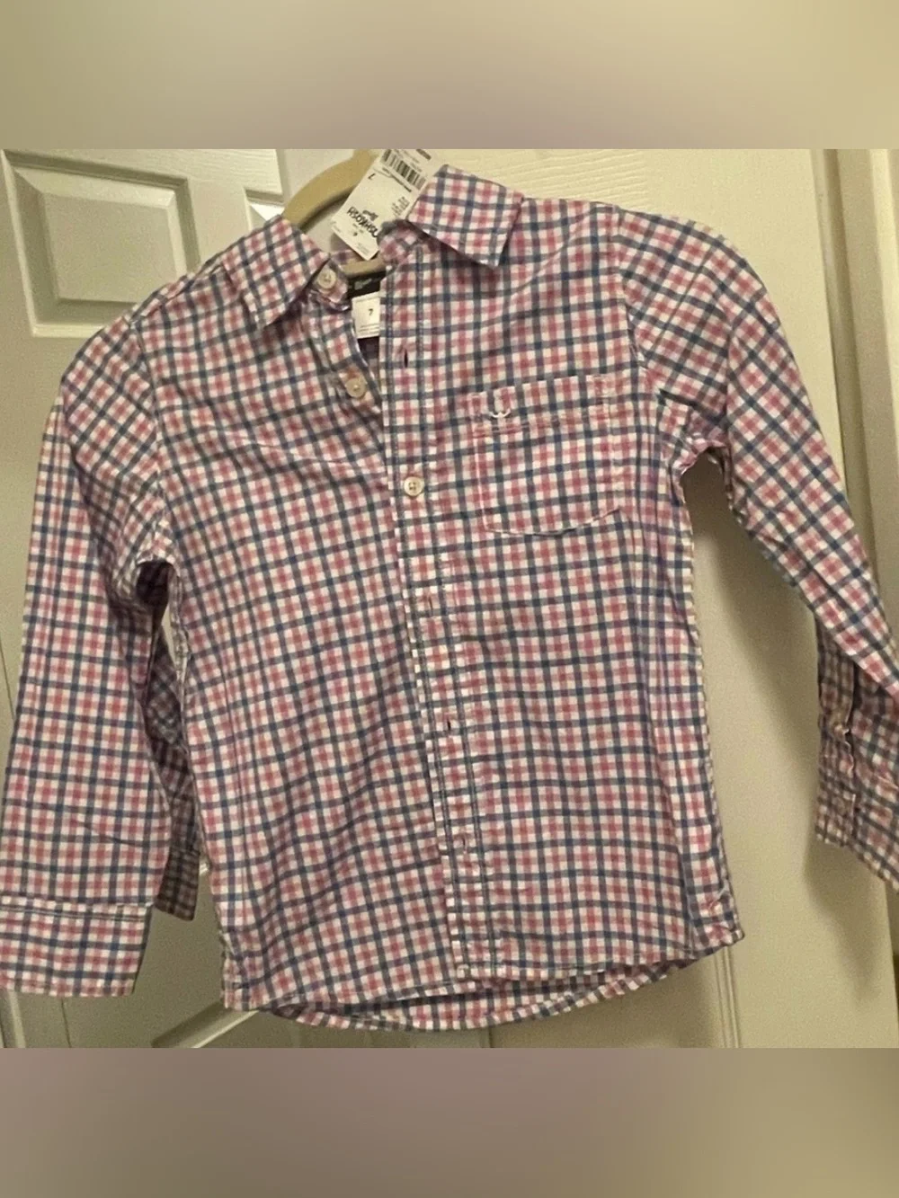OshKosh B'gosh Kid Pink and Blue Plaid Button-Up Shirt